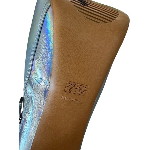 IRIDESCENT Silver Metallic Platform Heels Boots Size US 6 - Picture 5 of 12